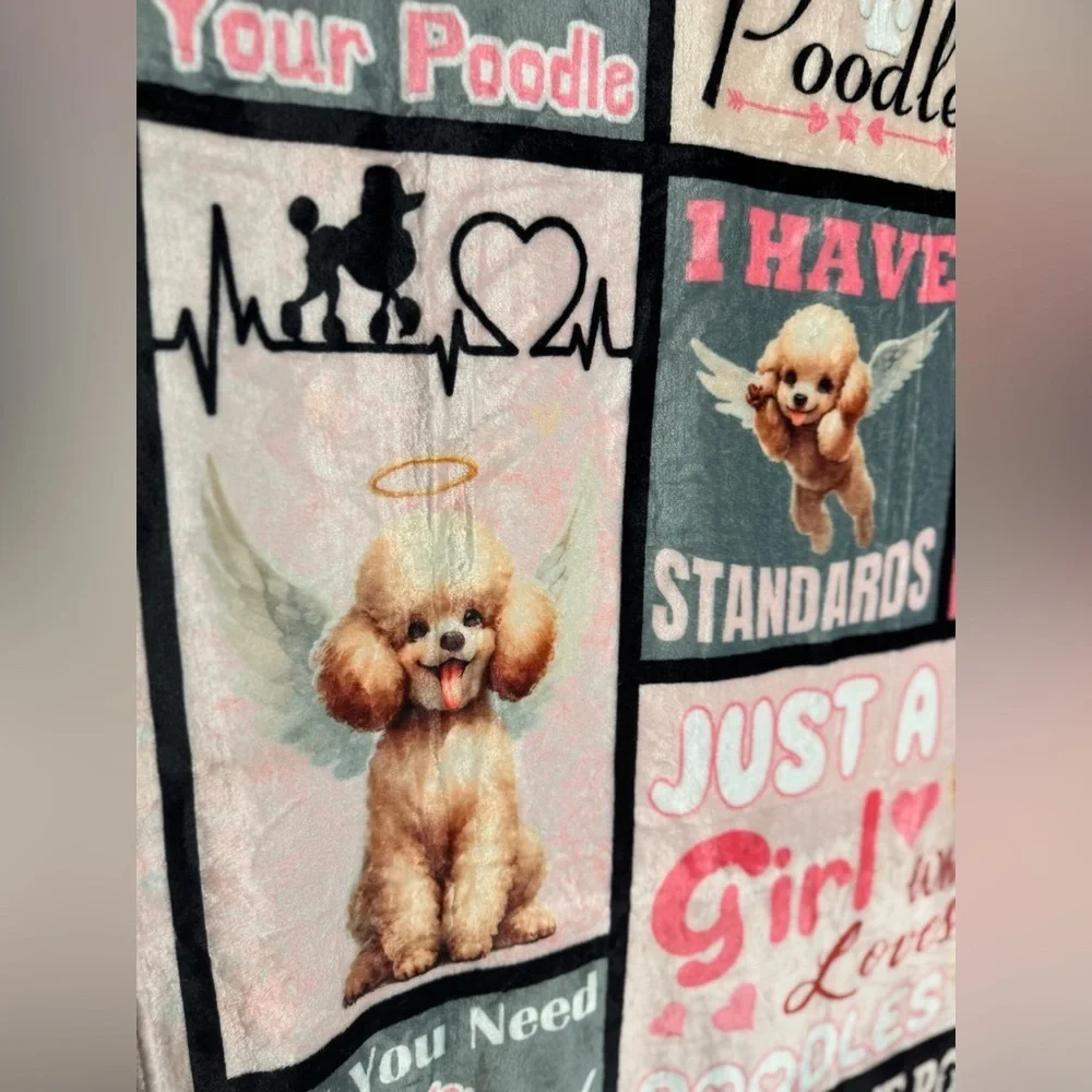 2/for $20 🪩 NEW Pink Poodle Collage Throw Blanket (Size: 3x4 feet)